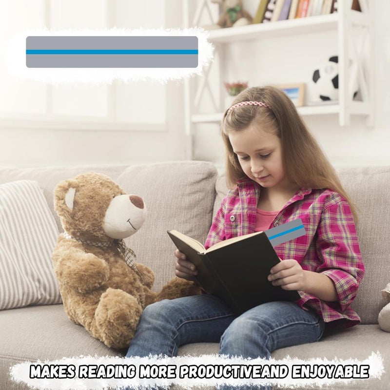 Winfox 12 Pieces Guided Reading Strips,Blue Colored Overlay Highlight Bookmarks, Dyslexia Reading Aids for Kids, Teachers - Image 5
